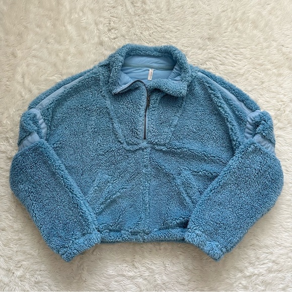 Free People Jackets & Blazers - Free People FP Movement Jacket Nantucket Fleece Pullover Half Zip Light Blue M